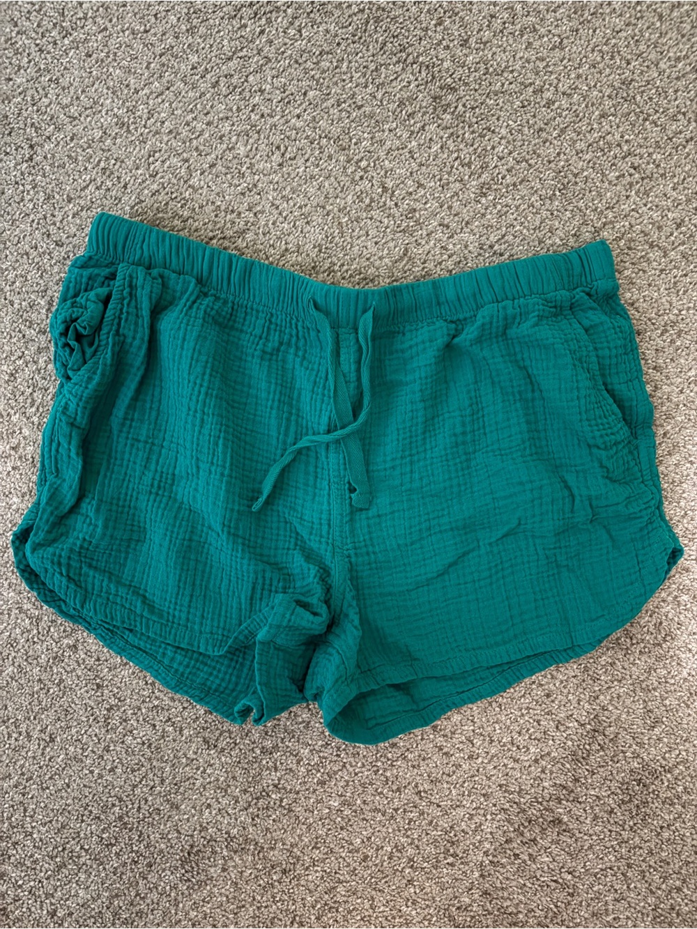 stars above Teal Elastic Waist Drawstring Shorts